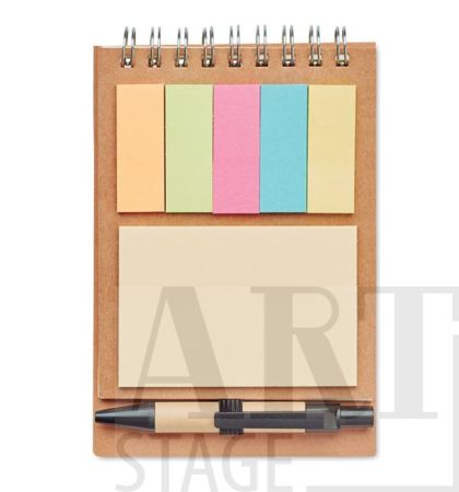 Recycled notepad with pen and sticky notes memo pad