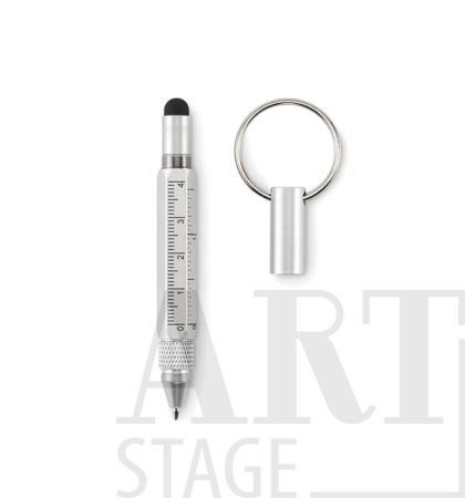 Key ring with twist action pen in recycled aluminium 