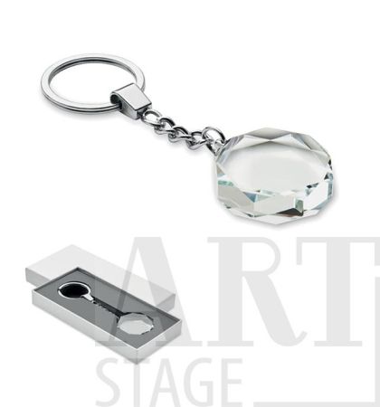 Стъклен кръгъл ключодържател в подаръчна кутия