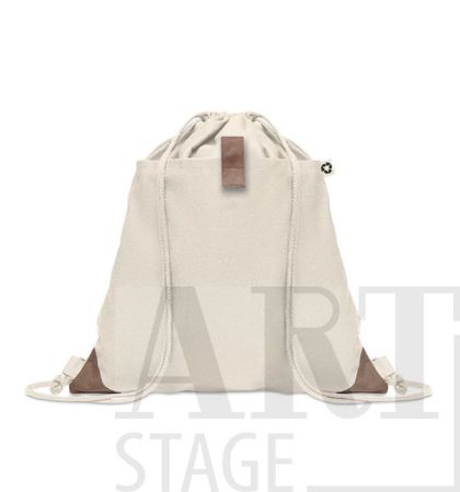 Drawstring bag made from recycled cotton with natural cords