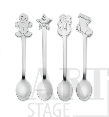 Set of 4 different Christmas tea spoons