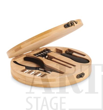 Комплект инструменти в бамбукова кутия