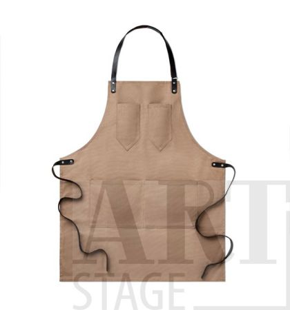waxed canvas apron with leather details