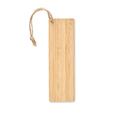 Bamboo bookmark with jute cord.