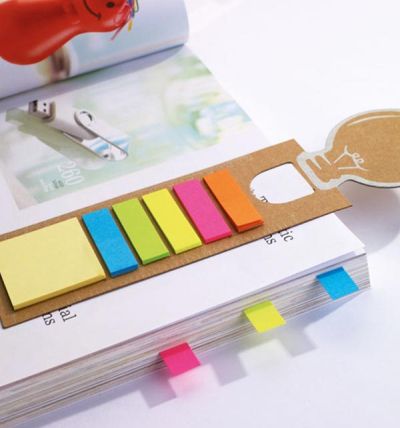 Lightbulb-shaped bookmark sticky notes pads 