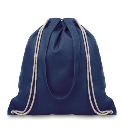 Пазарска чанта от плат с дълги дръжки и връзки за стягане