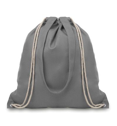 Пазарска чанта от плат с дълги дръжки и връзки за стягане