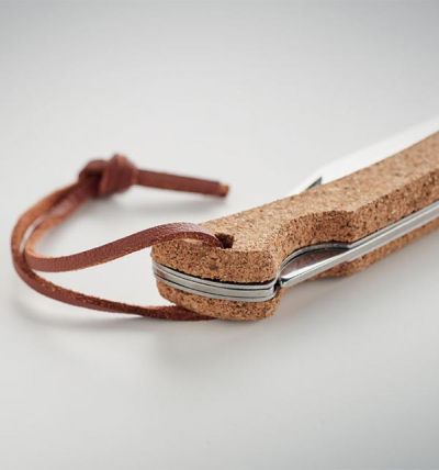 Сгъваем нож от неръждаема стомана покрита с корк