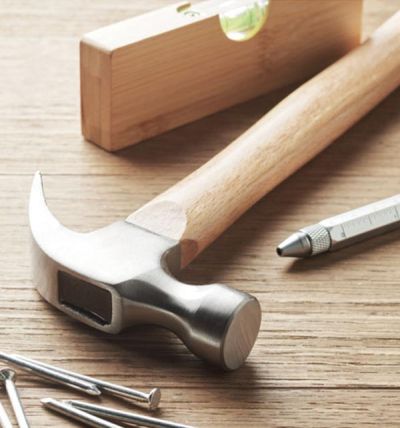 Claw hammer with steel head and beech wood shaf