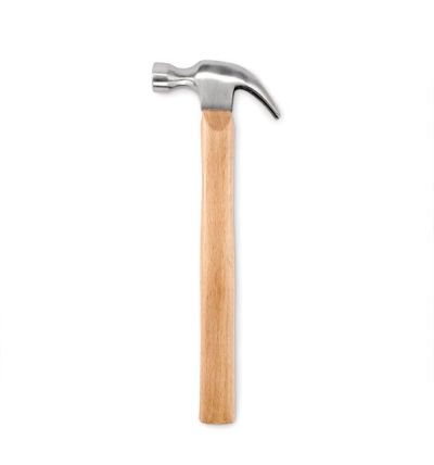 Claw hammer with steel head and beech wood shaf