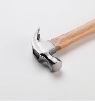 Claw hammer with steel head and beech wood shaf